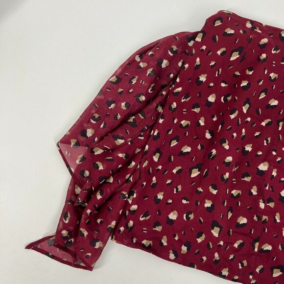 Bardot Skirt Kalia Burgundy Red Printed Faux Wrap Mini Chiffon - Picture 9 of 12